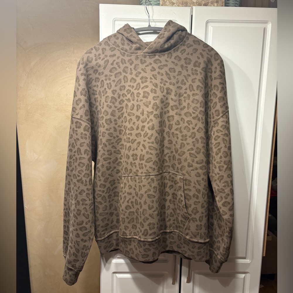 Abercrombie Essential Popover Hoodie Leopard Print NWOT